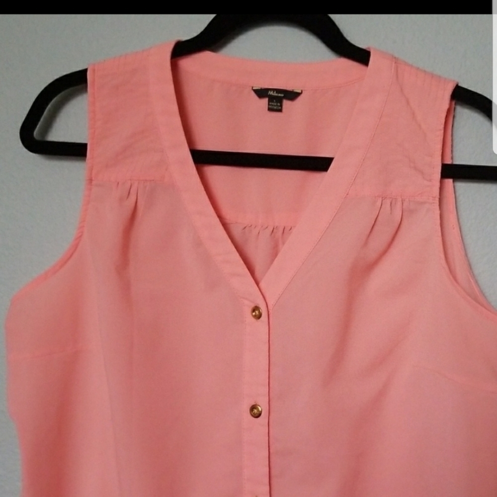 Milano Peach Lightweight Button Front Sleeveless Top Blouse Large - Picture 7 of 7